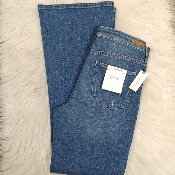 Pilcro Anthropologie high rise Boot cut jeans Retro Flared Buttons Hem size 28 - Picture 12 of 14